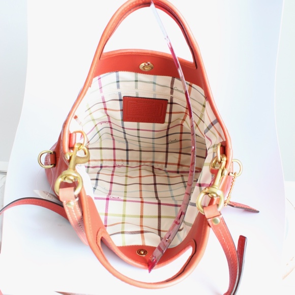 Coach Ergo Convertible Tote #12250 Burnt Orange NWT/NWD Tattersall Kiss Lock HTF - Picture 11 of 15